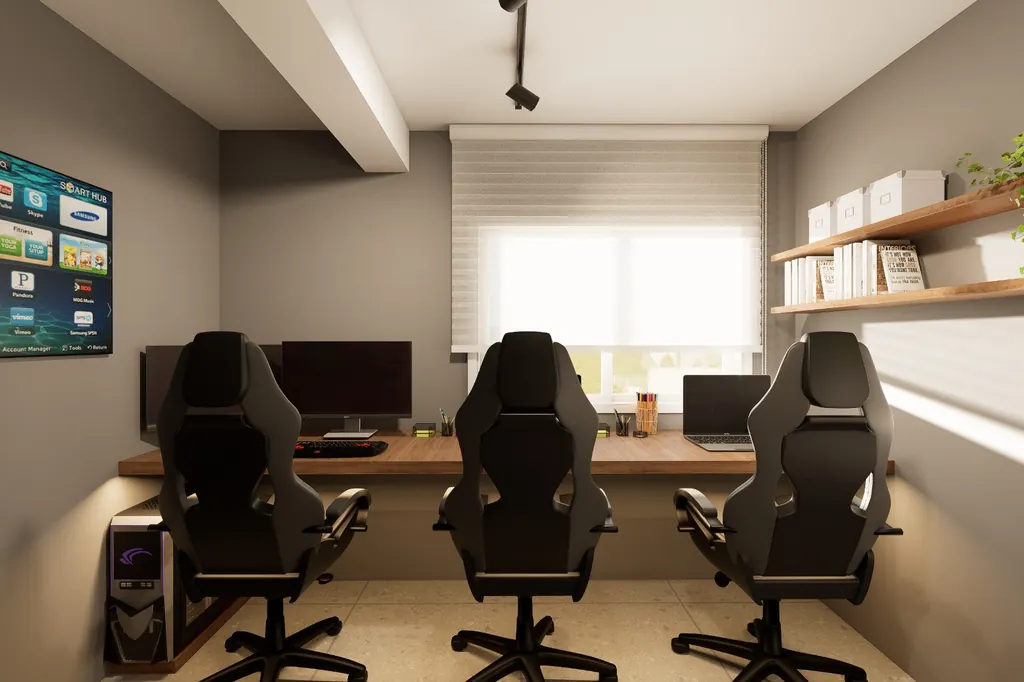 Home Office & Gamer: projeto de interiores do Studio Freitas em São Paulo